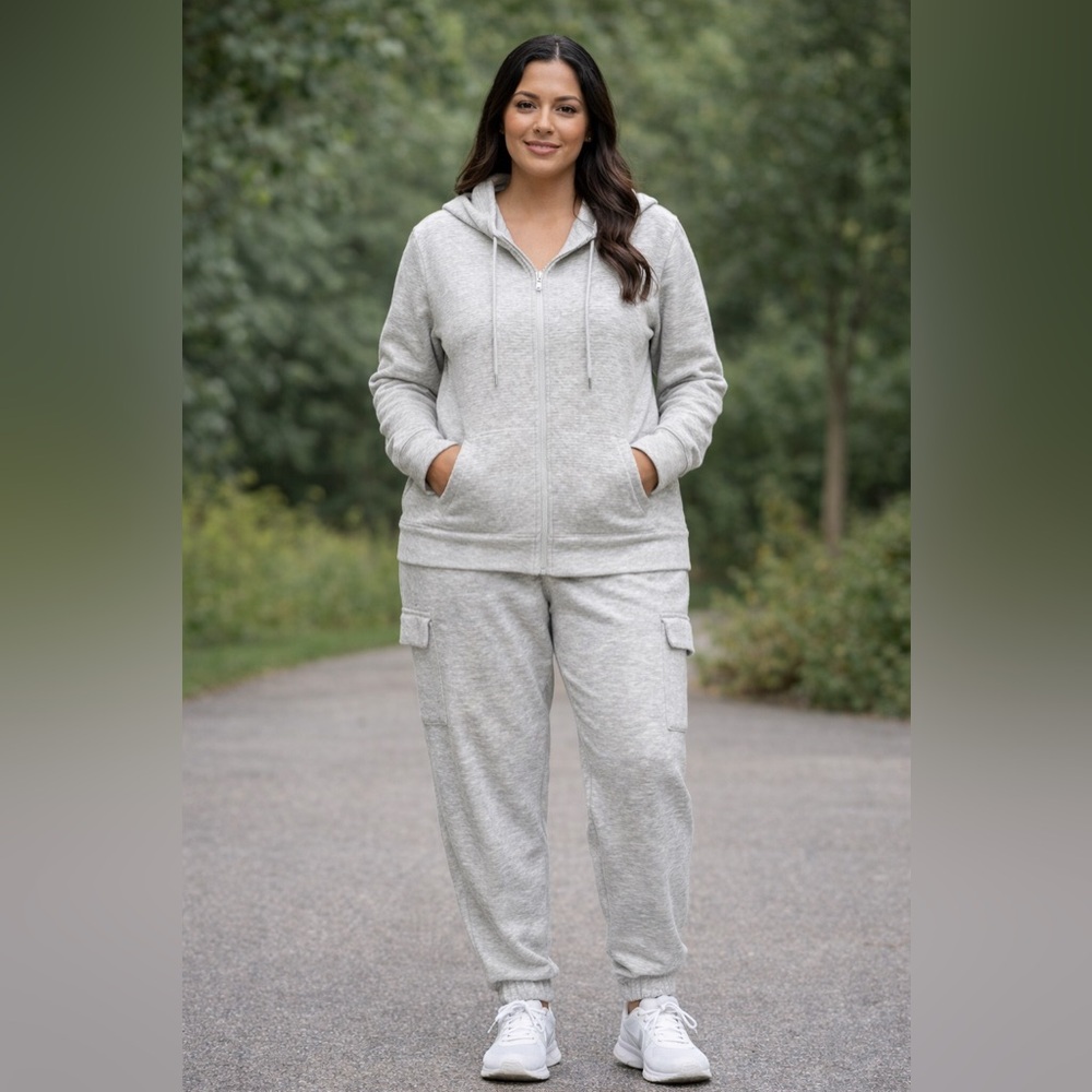 Active Life Light Gray Zip-Up Women’s Mock Neck Hoodie Size XXL NWT